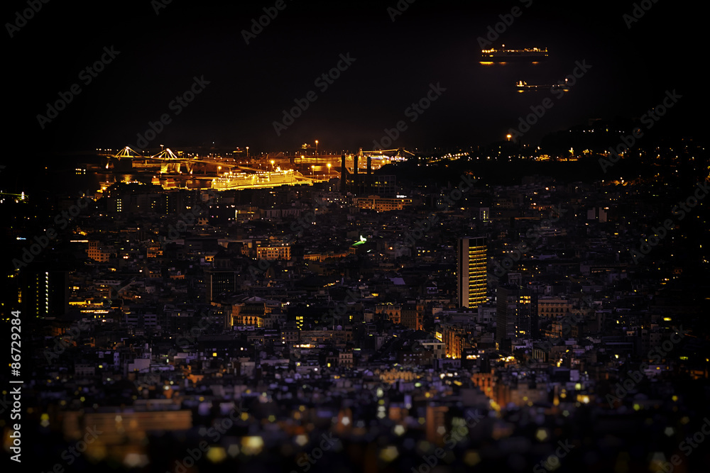 Fototapeta premium Barcelona skyline at night