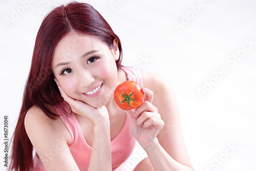 Health girl show tomato