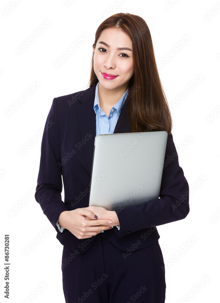 Young businesswoman hold with laptop computer Young businesswoman hold with laptop computer