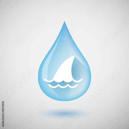 Long shadow water drop icon with a shark fin