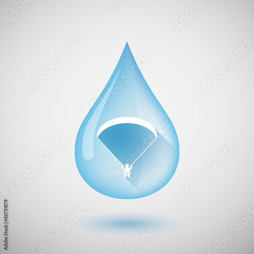 Long shadow water drop icon with a paraglider