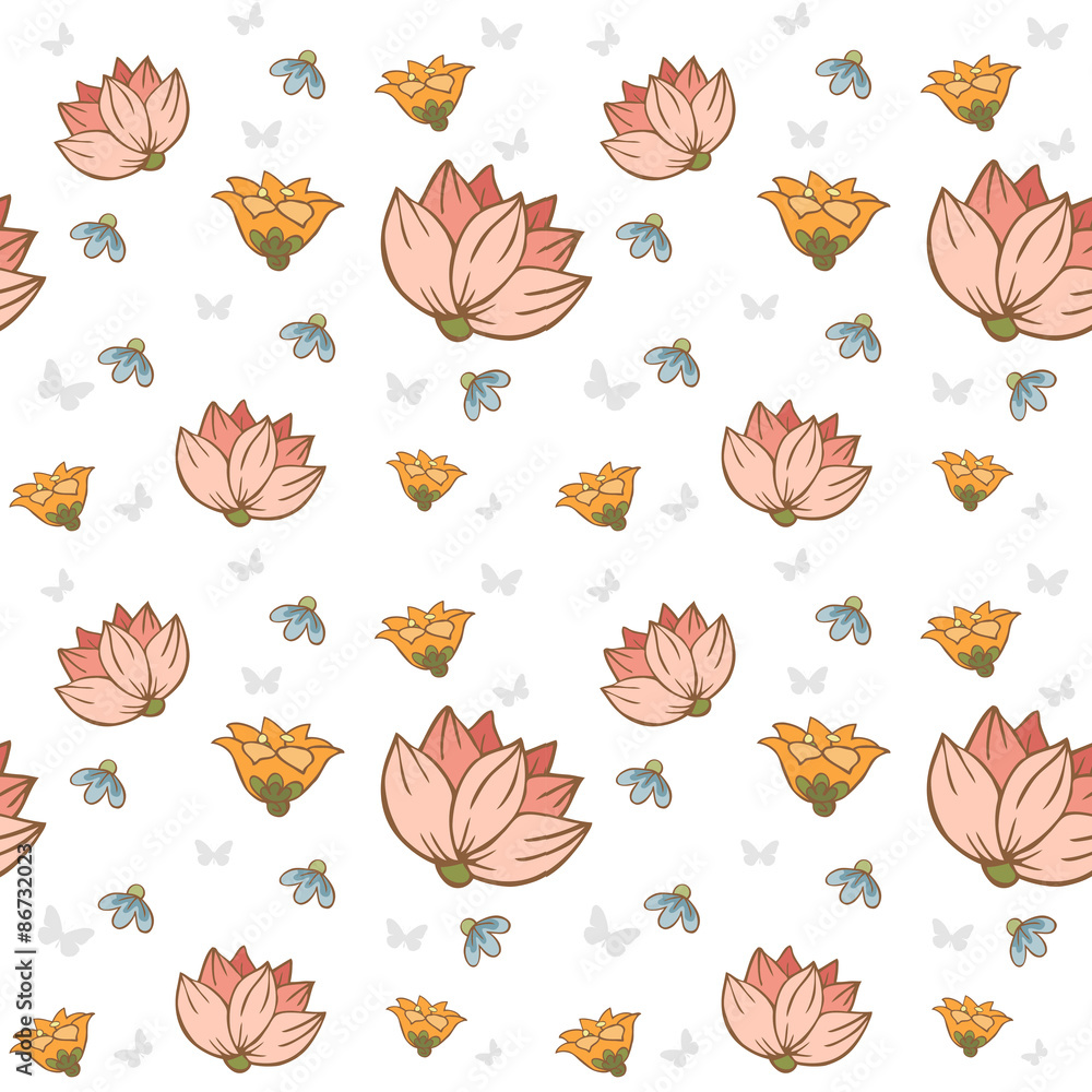 Obraz premium Seamless patterns with flowers vector, illustration, background