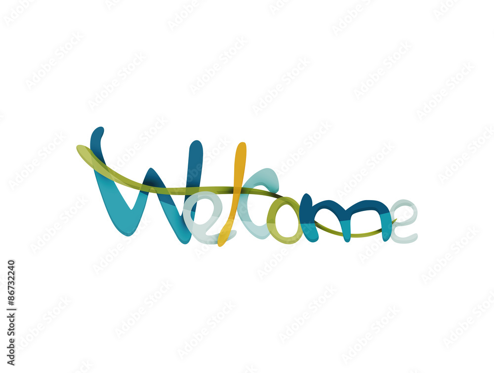 Welcome word, drawn lettering typographic element Welcome word, drawn lettering typographic element