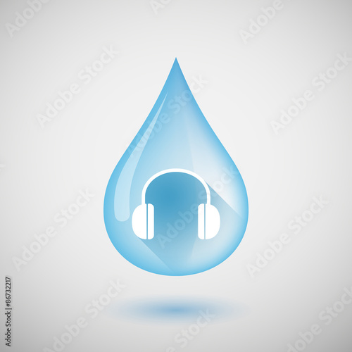 Long shadow water drop icon with a earphones