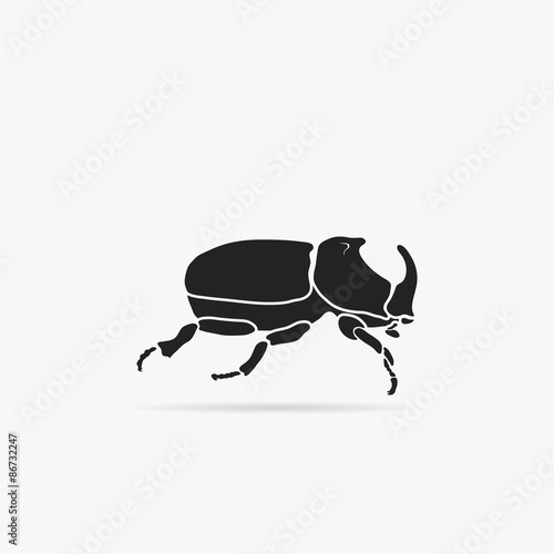 Simple icon, silhouette of a beetle - rhinoceros.