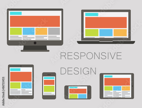responsive web design illustration. development and page construction