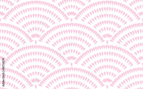 Vector abstract seamless geometric background drops of pink fan-shaped decorative elements. Vector seamless pattern on white background.