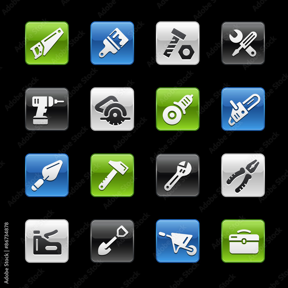 Tools Glossy Buttons -- Gelbox Series Tools Glossy Buttons -- Gelbox Series