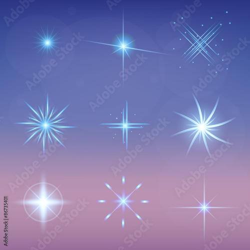 Creative concept Vector set of glow light effect stars bursts © happyvector071