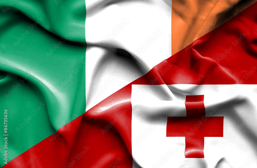 Waving flag of Tonga and Ireland Waving flag of Tonga and Ireland