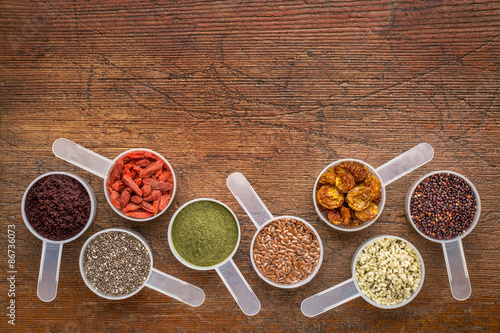 superfood seed, berry, powder and grain
