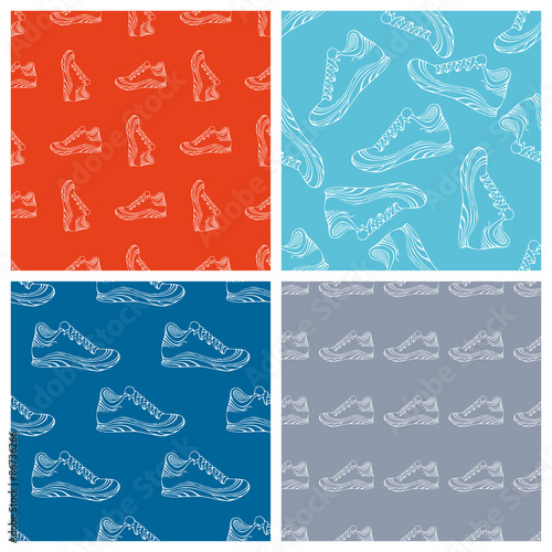 Vector set of seamless shoes patterns.