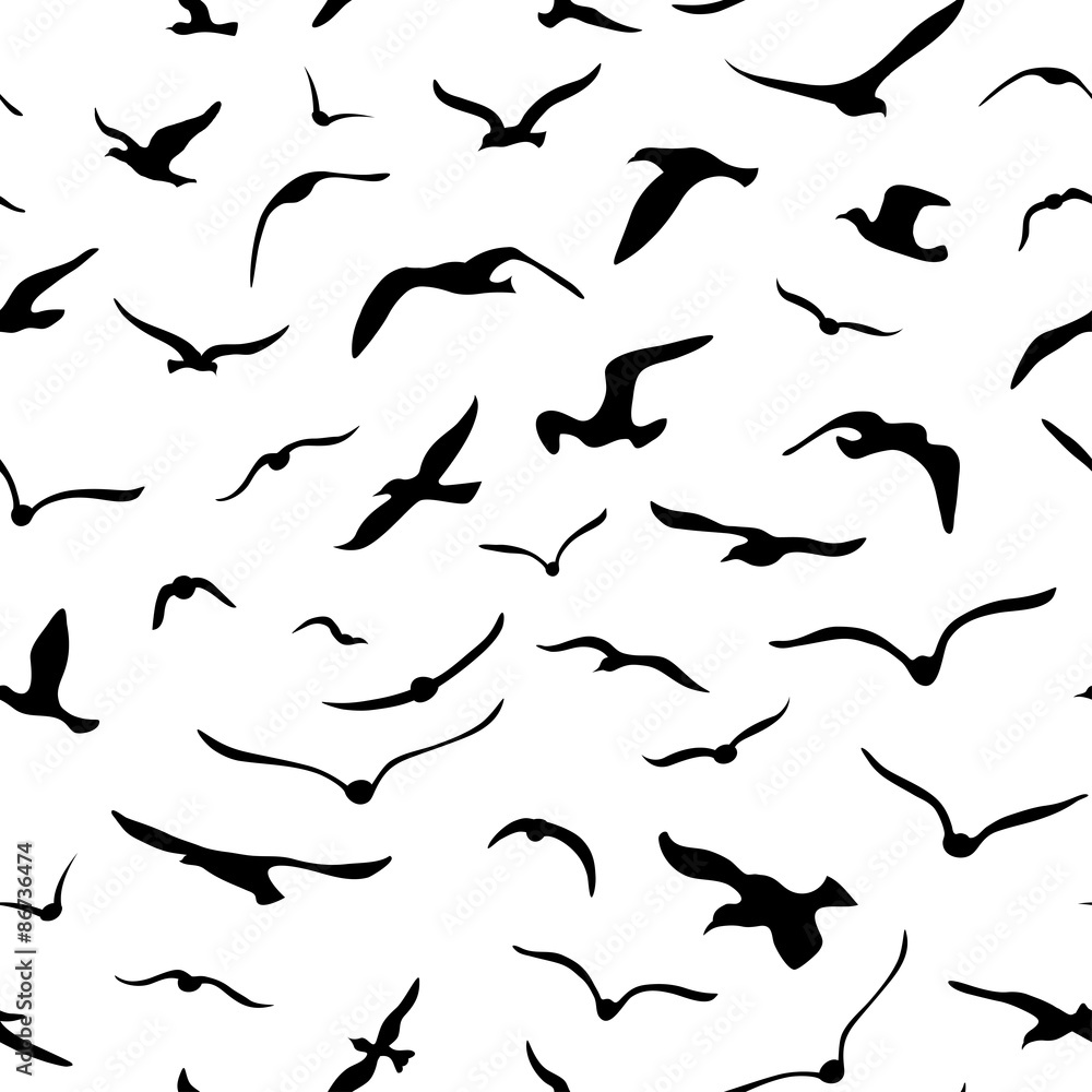 Seamless seagulls pattern.