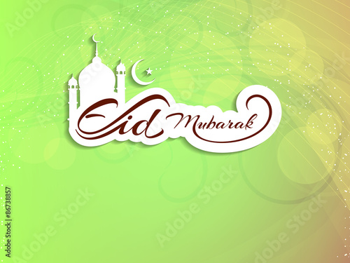 Light green color shiny background design for Muslim community festival Eid. photo