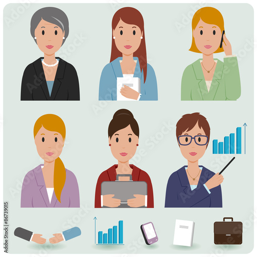 Business women set. Vector illustration