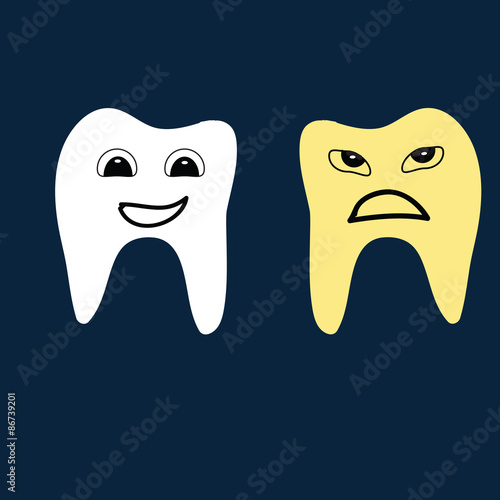 Hilarious evil tooth dentistry cartoon vector flat emotions dentist
