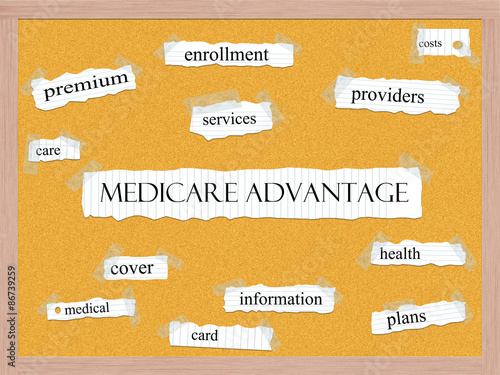 Medicare Advantage Corkboard Word Concept