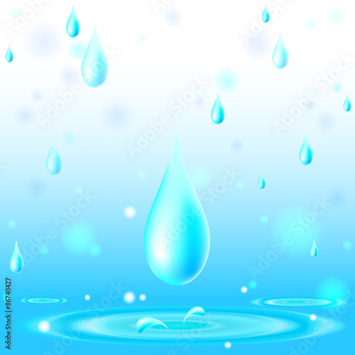 Water surface after collision with drop. Fallen drop on the water surface. Nature and environment background 