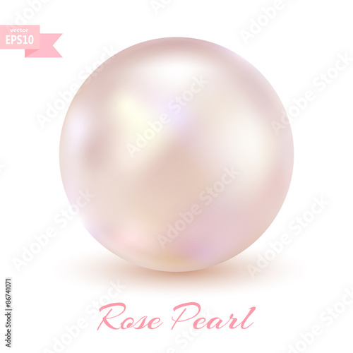 Pink pearl isolated on a white background. Glamorous design. Jew