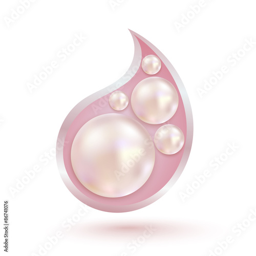 Pink pearl isolated on a white background. Glamorous design. Jew