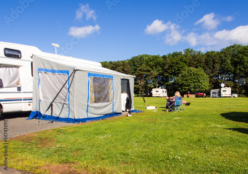 Embleton, Northumberland, 27th June 2015. campers and caravaners enjoying the recent summer weather. © Sue Burton