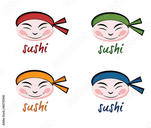 set of faces sushi chef