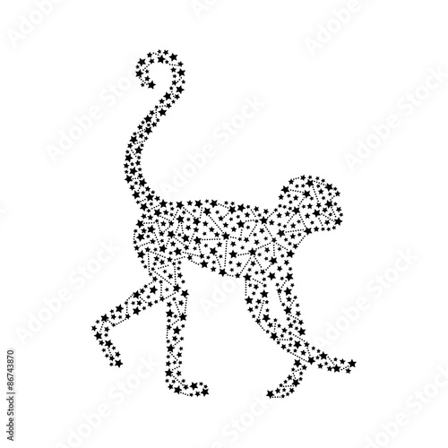 Monkey - Happy new year 2016 symbol. Year Of The Monkey. Vector Illustration monkey with astrological constellation.