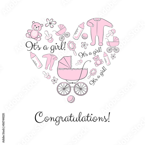 Set of items for a newborn girl