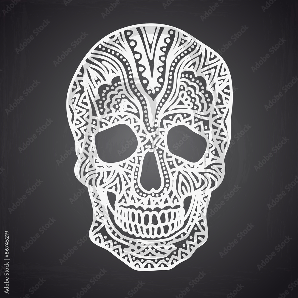 Vector illustration with Hand Drawn Skull. Vector illustration with Hand Drawn Skull.