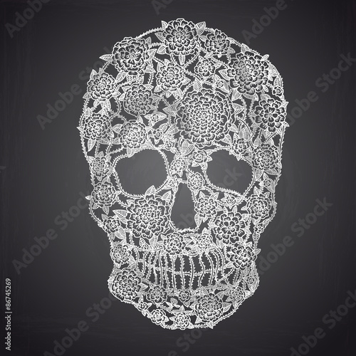 Vector illustration with Hand Drawn Skull.