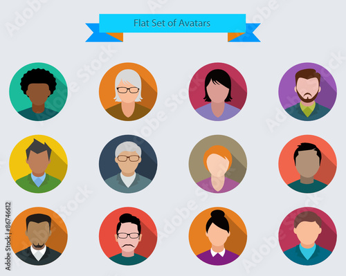 Set of avatars. Vector illustration, flat icons. Male and female characters for web