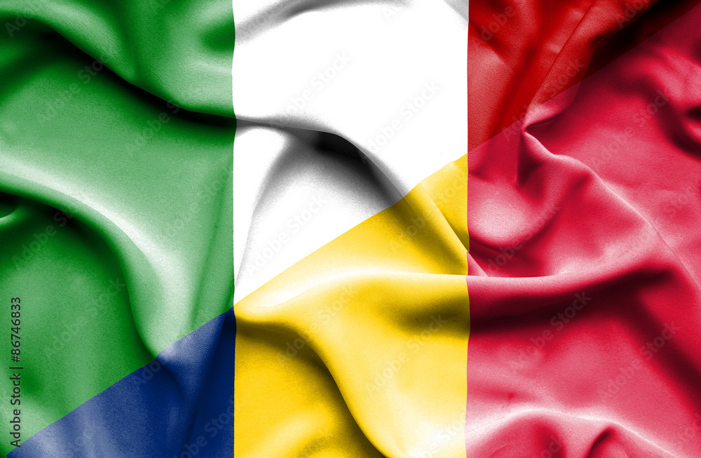 Waving flag of Chad and Italy Waving flag of Chad and Italy