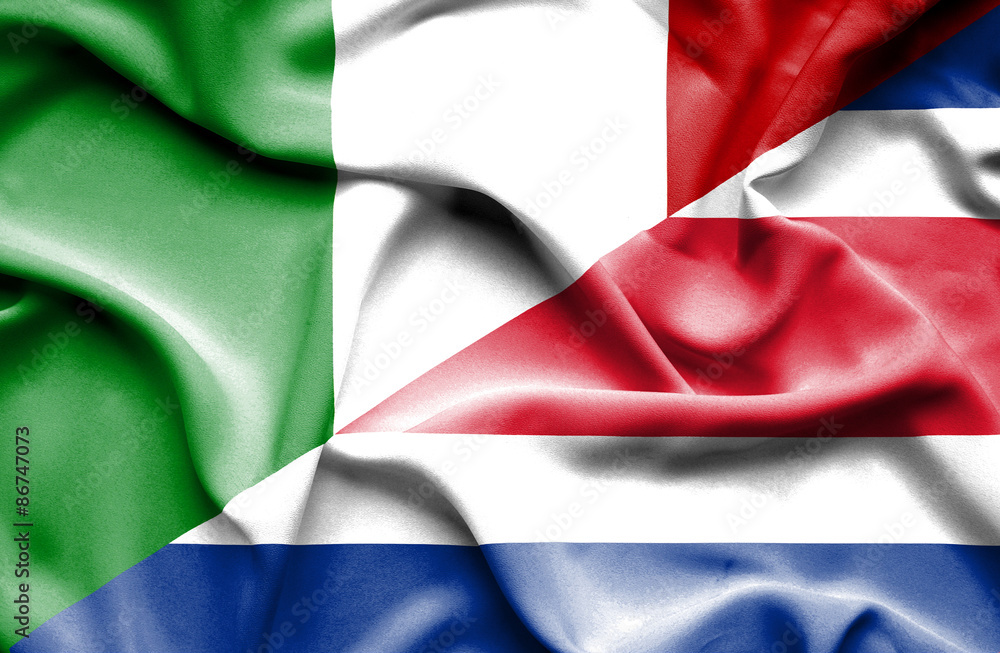 Obraz premium Waving flag of Costa Rica and Italy