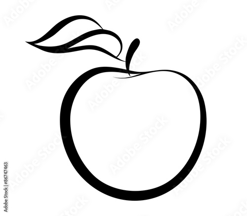 Vector monochrome illustration of apple logo.