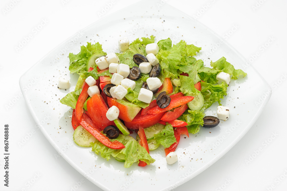 Caesar salad isolated on white.