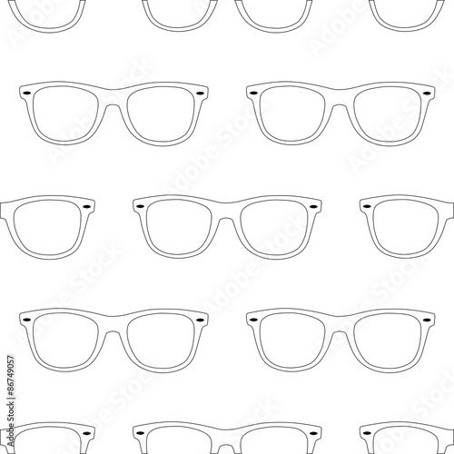 Outline sunglasses seamless pattern on white background.