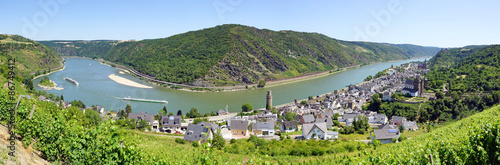 Rhine River in Germany at the City Oberwesel - Panorama View
