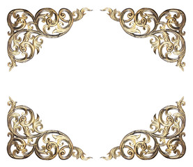 Pattern of flower carved frame on white background