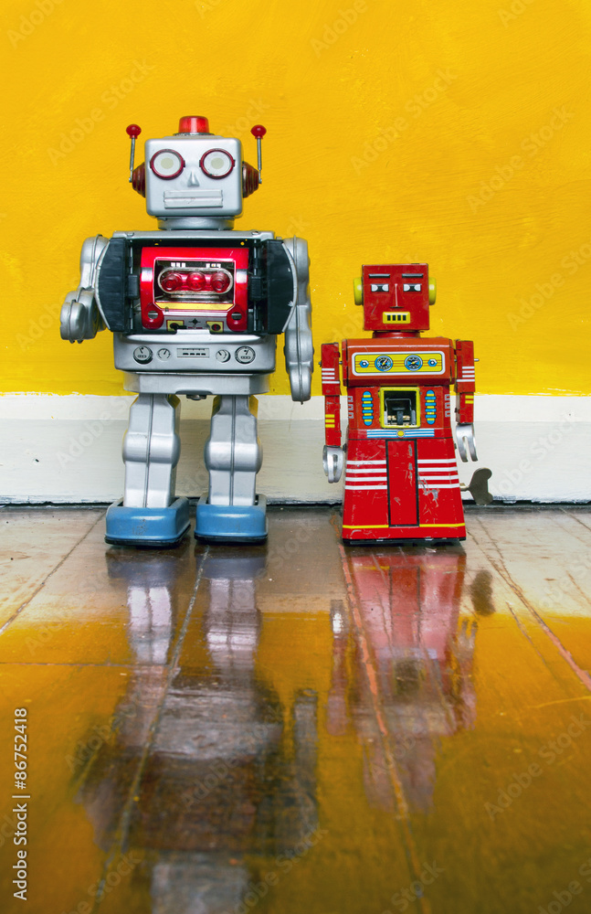 Fototapeta premium Father and son Robot toy concept