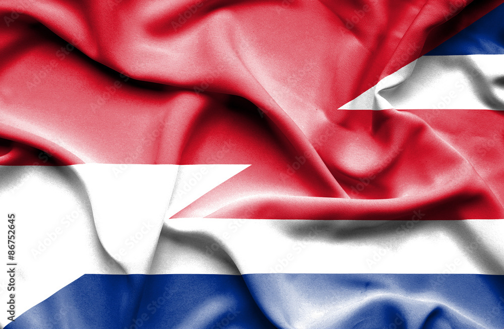 Waving flag of Costa Rica and Monaco Waving flag of Costa Rica and Monaco