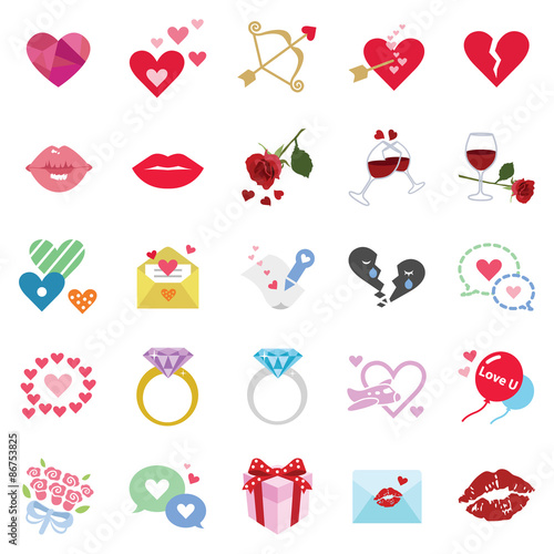 Romantic vector icons collection