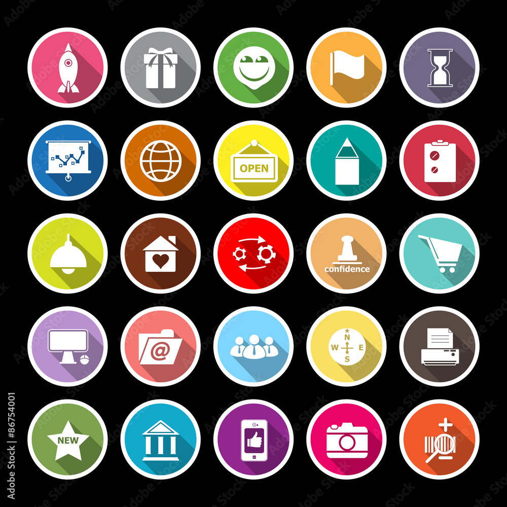 Business start up flat icons with long shadow Business start up flat icons with long shadow
