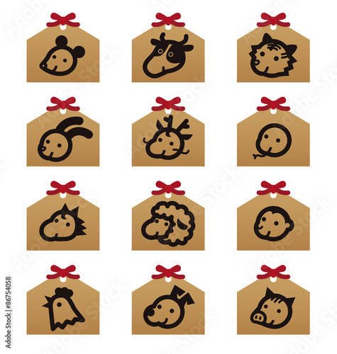 十二支が描かれた絵馬