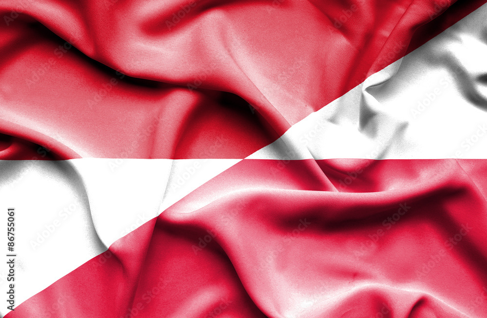 Waving flag of Poland and Monaco Waving flag of Poland and Monaco