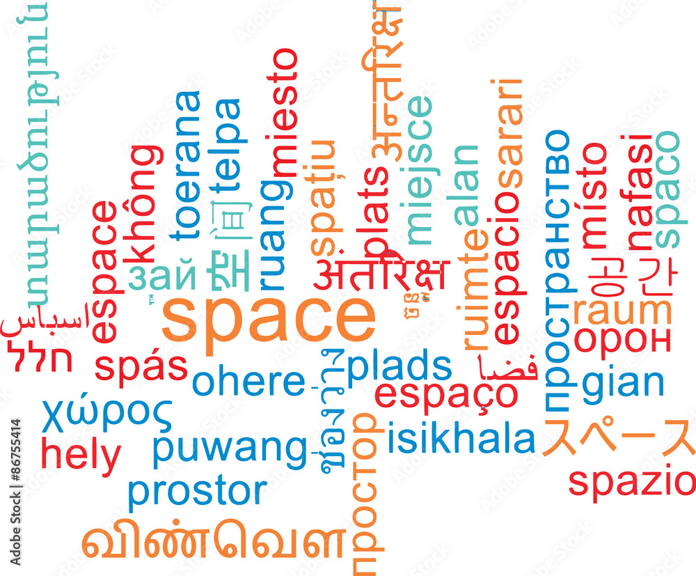 Space multilanguage wordcloud background concept