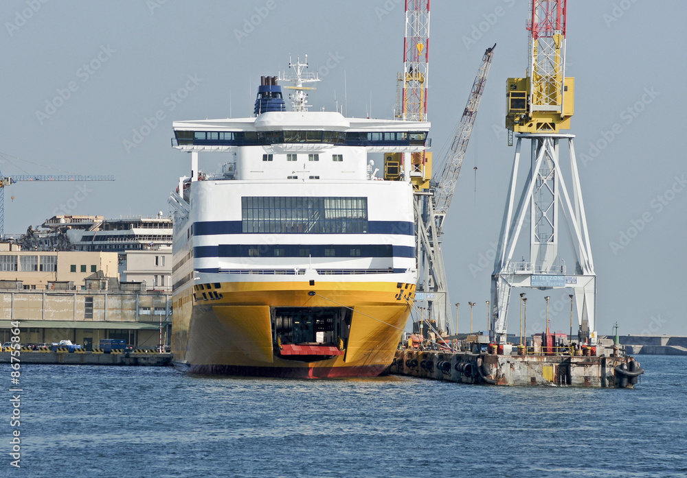 A ferry boat in the docks of the shipyard. StockFoto Adobe Stock