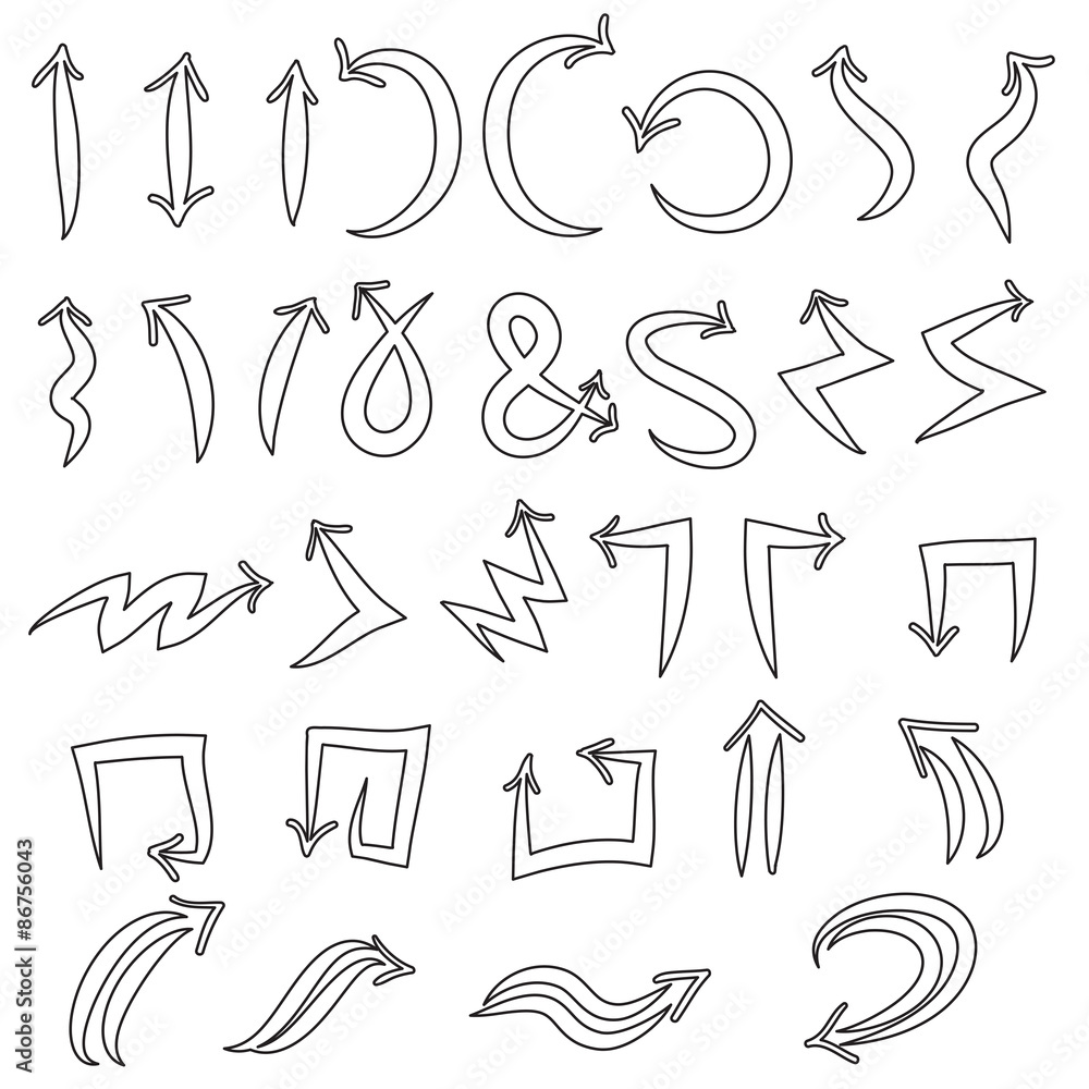 Vector Set of black Hand Drawn Arrows Vector Set of black Hand Drawn Arrows