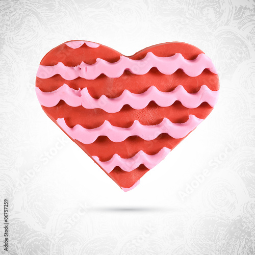 Play doh heart shaped valentine red cookie with pink strawberry
