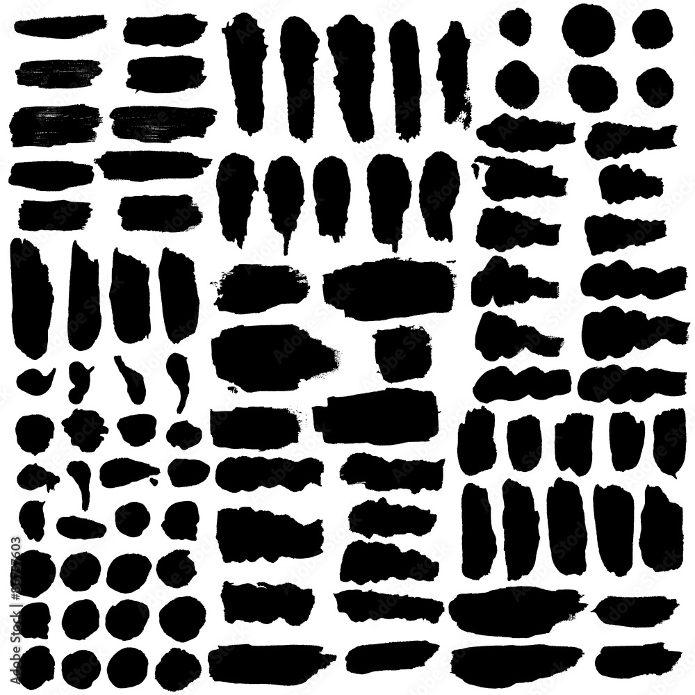 Hand drawn oil paint strokes. Vector background stains set. Hand drawn oil paint strokes. Vector background stains set.