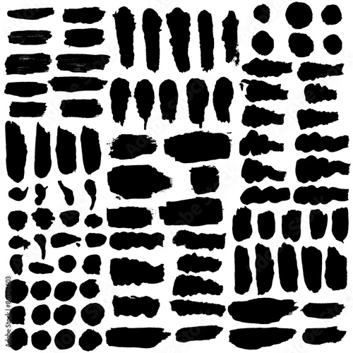 Hand drawn oil paint strokes. Vector background stains set.